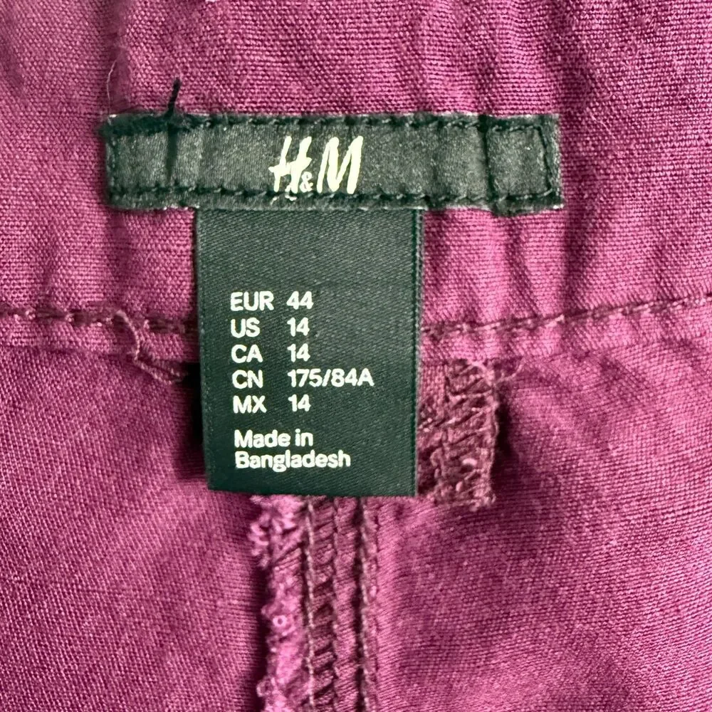 H&M Women's Purple Linen Blend Shorts Size 14